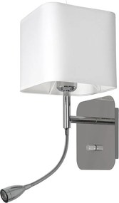 Nástenné svietidlo Napoli, 1x biele textilné tienidlo + 1xLED 1w, ch