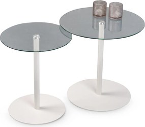 Sada 2 stolíkov Lia, biela/sklo