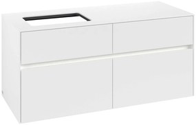 VILLEROY &amp; BOCH Collaro závesná skrinka pod umývadlo na dosku (umývadlo vľavo), 4 zásuvky, s LED osvetlením, 1200 x 500 x 548 mm, White Matt, C113B0MS