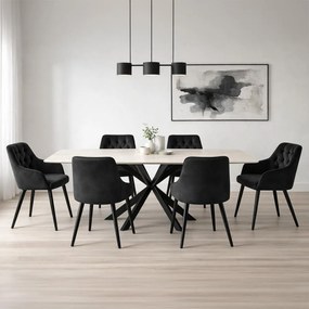 Jedálenský set 6x stoličiek + stôl 200 cm AVENBERG OBSIDIAN