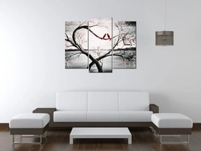 Gario Obraz s hodinami Vtáčia láska - 3 dielny Rozmery: 80 x 40 cm