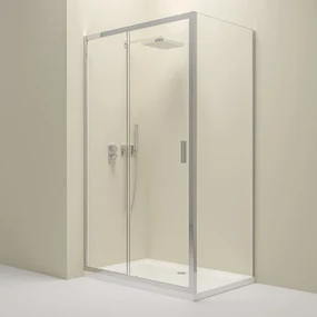 Erga Alpine, sprchový kút s posuvnými dverami 140(dvere) x 100(stena) x 195 cm, 6mm číre sklo, chrómový profil, ERG-V02-ALPINE-D140G100-CR