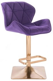 LuxuryForm Barová stolička MILANO VELUR na zlatej hranatej podstave - fialová