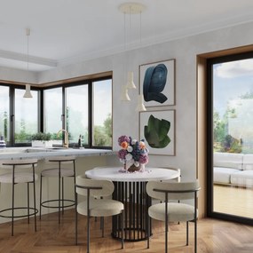 Závesné svietidlo Estria, 3x biele kovové tienidlo, be, o