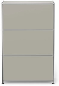 Kovová komoda »CN3« s výklopnými priečinkami, svetlošedá
