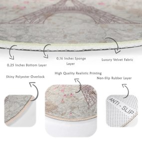 Svetloružový prateľný okrúhly koberec vhodný pre robotické vysávače ø 120 cm Comfort – Mila Home