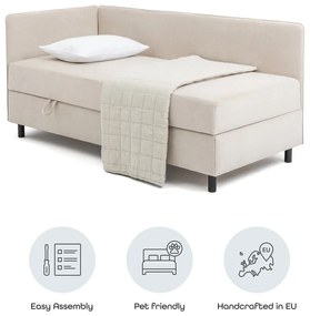 Béžová čalúnená jednolôžková posteľ s úložným priestorom s matracom 120x200 cm Avela – Bonami Selection
