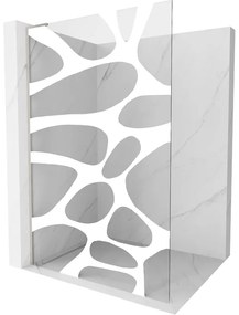 Mexen Kioto L, sprchová zástena Walk-In 120 x 200 cm, 8mm číre sklo biely vzor, brúsená oceľ profil, 800-120-103-97-97
