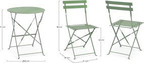 Šalviovozelená oceľová záhradná jedálenská súprava pre 2 Austin – Bizzotto