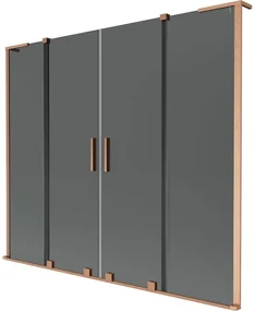 Mexen Velar L Duo, 2-krídlová posuvná vaňová zástena 170 x 150 cm, 8mm šedé sklo, medená matná, 896-170-003-42-65