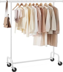 SONGMICS mobilný vešiak na oblečenie, vysúvacia šatníková tyč, max. 130 kg nosnosť, matná biela