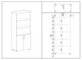 Vysoká skriňa SimpleOffice 80 x 40 x 180 cm