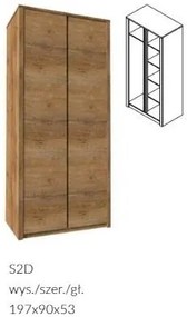 Šatníková skriňa Montana S2D, dub lefkas ciemny