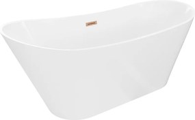 Mexen Dora, voľne stojaca vaňa 160 x 75 cm, biela, medený matný prepad, 52071607500-65
