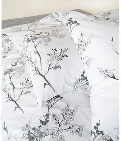 Biele/sivé obliečky na dvojlôžko/predĺžené z bavlny Renforcé 240x220 cm White Floral – Mila Home Luxury