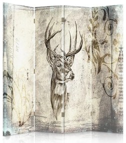 Ozdobný paraván, Elegantní jelen - 145x170 cm, štvordielny, klasický paraván