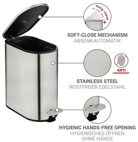 Pedálový odpadkový kôš z nehrdzavejúcej ocele v matne striebornej farbe 5 l Collungo – Wenko