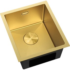 Mexen Trixo, 1-komorový nerezový drez 370 x 440 mm, brúsená zlatá, vzor voština, 6412371000-55HC