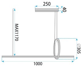 Toolight Toolight, LED závesné osvetlenie 100cm, 25W, 3000K, 2000lm, LHJ111-CP C, zlatá matná, OSW-50071