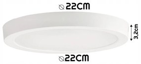 BERGE Prisadené LED stropné svietidlo 18W - 1980lm - 4000k - biely kruh