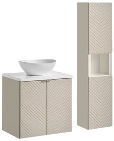 Koupelnová sestava Viva Cashmere s deskou, umyvadlem a skříňkami 60 cm kašmírová/bílá