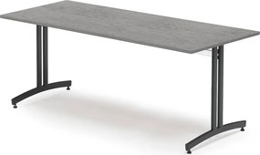 Jedálenský stôl, 1800x800 mm, tmavošedé linoleum, čierna