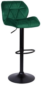 Barová stolička Grappo Black, tmavozelená Velvet