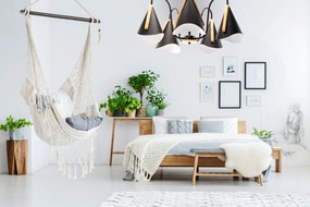 Toolight - Škandidávska závesná lampa 5-ramenná 5xE27 60W APP442-CP, čierna-hnedá, OSW-03696