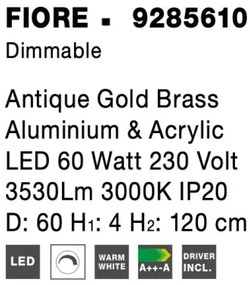 LED luster Fiore 60 zlaté