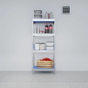 Hliníkový regál GASTRO 180x75x50 cm, 4x plastová polypropylénová polica