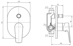 Aqualine - Sprchová batéria na podomietkovú inštaláciu LOTTA matná čierna