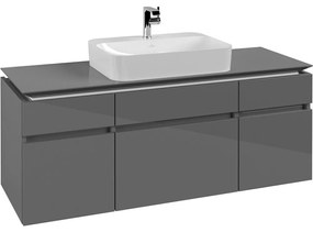 VILLEROY &amp; BOCH Legato závesná skrinka pod umývadlo na dosku (umývadlo v strede), 5 zásuviek, 1400 x 500 x 550 mm, Glossy Grey, B76000FP