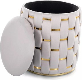 Taburet Tiara Velvet s úložným priestorom svetlo béžový