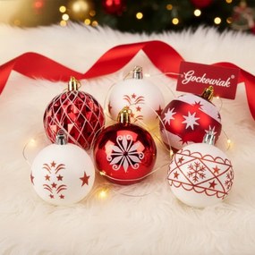 Sada vianočných závesných dekorácií SAPIN biela / červená (30 ks)