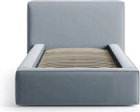 Svetlomodrá čalúnená jednolôžková posteľ s úložným priestorom s roštom 90x200 cm Jodie – Micadoni