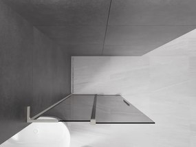 Mexen Velar L, posuvná sprchová zástena Walk-in 120 x 200 cm, 8mm šedé sklo, brúsená oceľ, 871-120-003-43-97