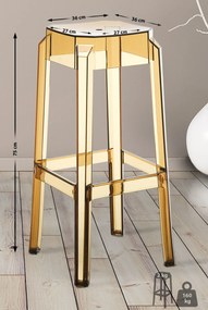 Plastová barová stolička FOX - Hnedá transparent