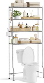 4-úrovňová kúpeľňový regál, stojan nad práčku, sivý