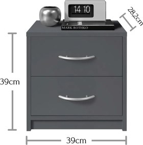 Nočný stolík s 2 zásuvkami Pepe, šedý grafit