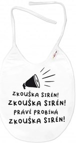 Nepremokavý podbradník, 24 x 27 cm - Zkouška sirén! Baby Nellys  - biely