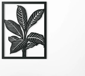 drevko Vyrezávaný obraz Rozprestreté listy Rozmer obrazu: 42 x 32,5 cm, Farba dekorácie: Čierna
