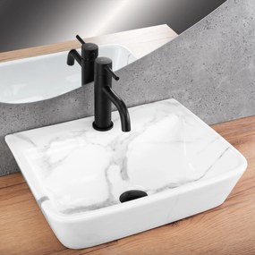 Rea Altea, umývadlo na dosku 455x360x120 mm, biela imitácia kameňa - Cloudy, REA-U9242