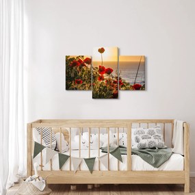 Obraz západu slnka s vlčími makmi (90x60 cm)
