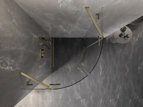 Mexen Lunar, polkruhový výklopný sprchový kút 70 x 70 cm, 8mm číre sklo, zlatý matný profil, 833-070L-070P-55-00