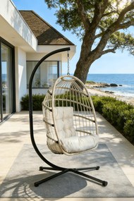 Skládací závěsné houpací křeslo Houseland Malta světle šedé