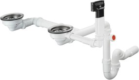 Hansgrohe D17, ručne ovládaná odtoková a prepadová súprava pre granitový dvojdrez, chrómová, HAN-43928000