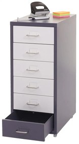 Zásuvková skrinka Boston T851 - 69x28x41cm, 6 zásuviek - tmavosivá biela-tmavosivá