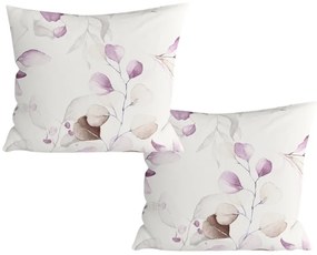 Sada 2 ks dekoračných obliečok na vankúš z mikrovlákna FLORANY 45x45 cm, biela