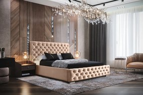 MANŽELSKÁ ČALÚNENÁ POSTEĽ BARON 200x200 S ROŠTOM CHESTERFIELD