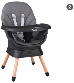 Jokomisiada Viacúčelová otočná stolička na kŕmenie 6v1 pre deti –ZA5659 sivá